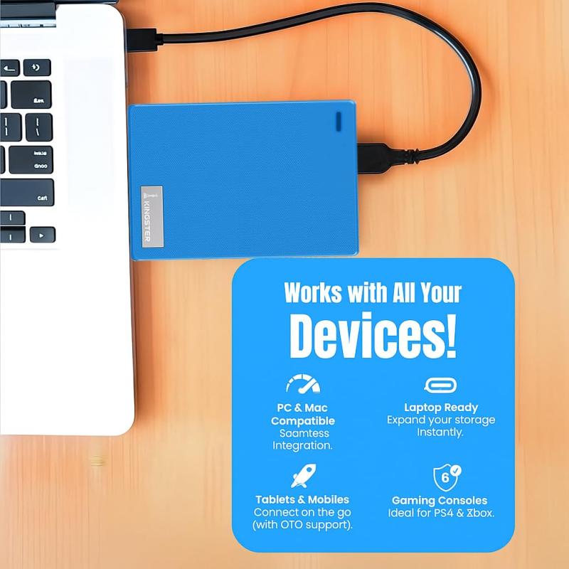 KINGSTER®  External Hard Drive – Blue